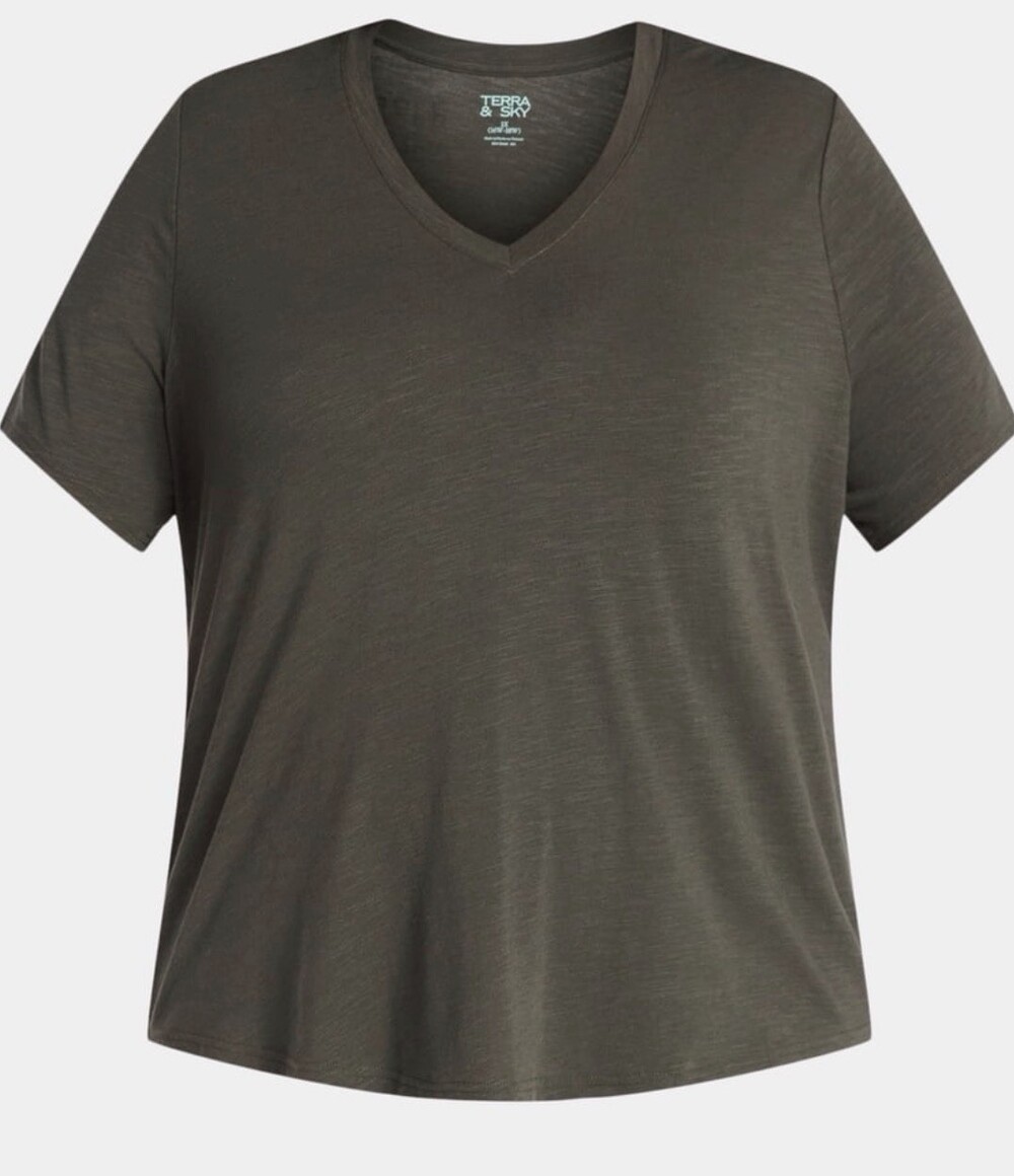 Terra Sky Womens Swamp Olive T-Shirt Plus Size 4x(28-30w)